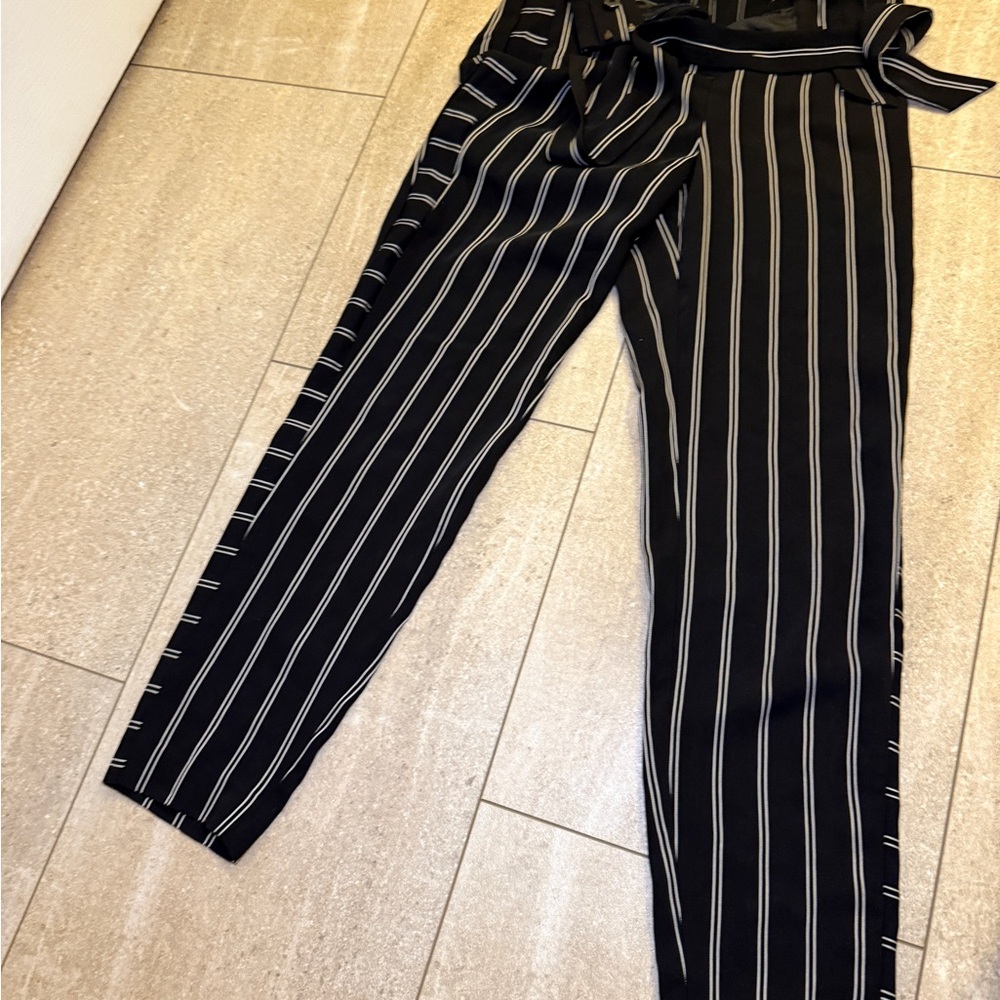 Express Black and White Striped Trousers